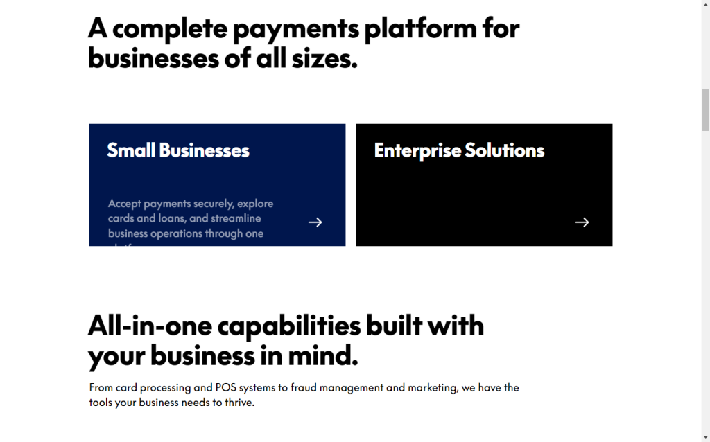 a complete payments platform for businesses of all sizes