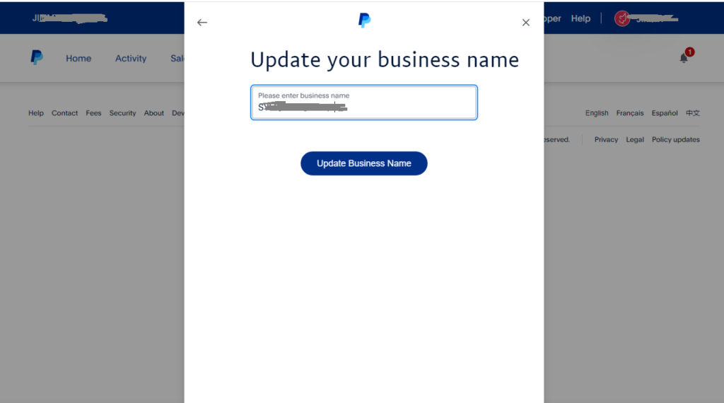 update your business name